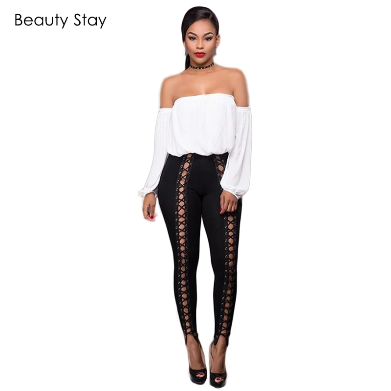 Сексуальные леггинсы BeautyStay из спандекса с вырезами женские летние Эластичные