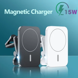 15w magnetic wireless car charger for iphone 12 13 car wireless charger air vent stand fast charging phone holder for iphone 12 free global shipping