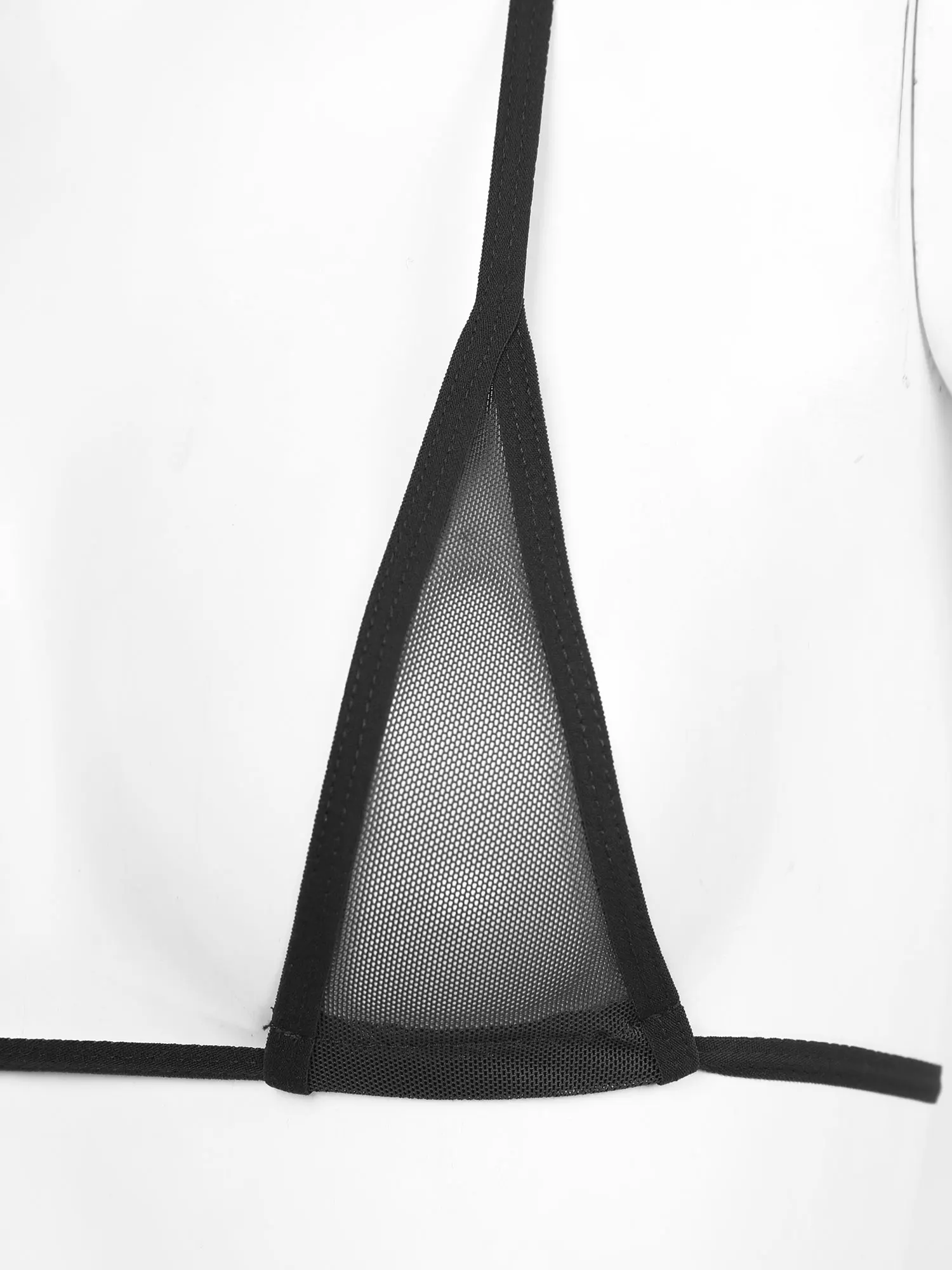 

Mini Micro G-String Bikini Lingerie Set for Womens See-through Triangle Bikini Swimwear Halter Lace-up Bra with T-back Briefs