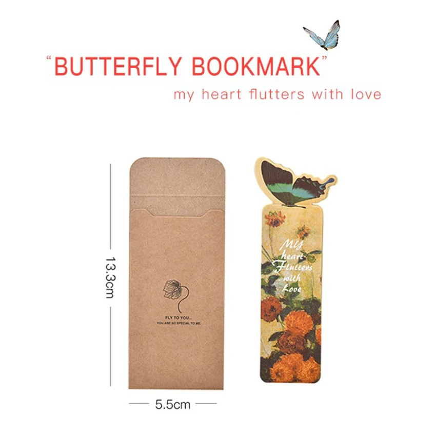 Винтажные Закладка с бабочкой в стиле ретро Красивая бумажная для книги бумага