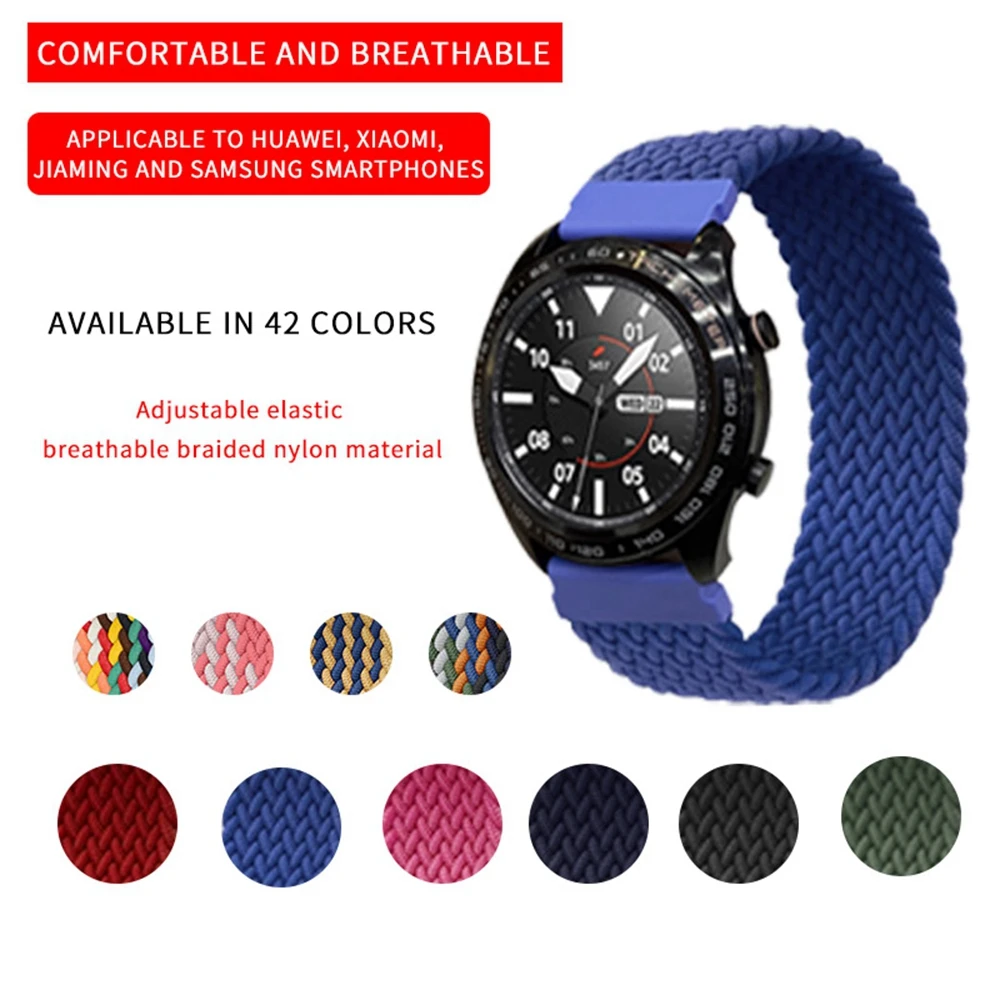 

Ремешок для Samsung Galaxy Watch Active2 Gear S3 Frontier, плетеный тканевый браслет для соло, Huawei Watch Gt 2, 20/22 мм