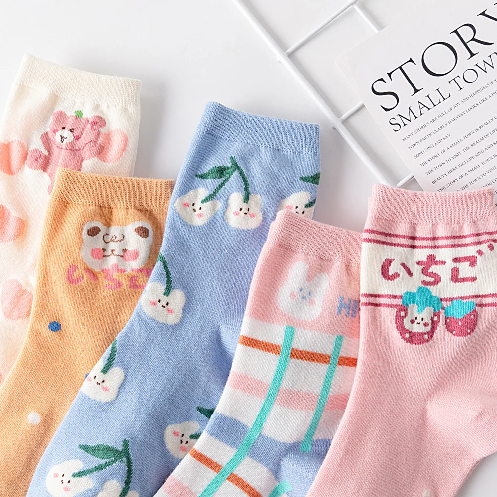 

высокие носки женские харадзюку корейский стиль японский стиль длинные хлопок Носки женские, с принтом в виде животных