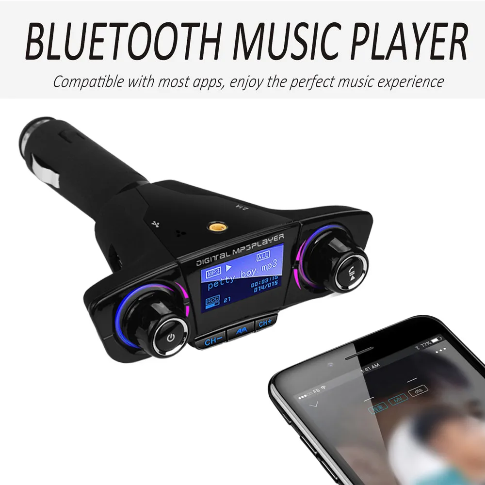 4,0+ EDR Bluetooth версия Беспроводной FM передатчик Dual USB 5V 2.1A зарядка Хендс-фри светодиодный точечно-матричный Экран Автомобильный MP3-плеер# YL1