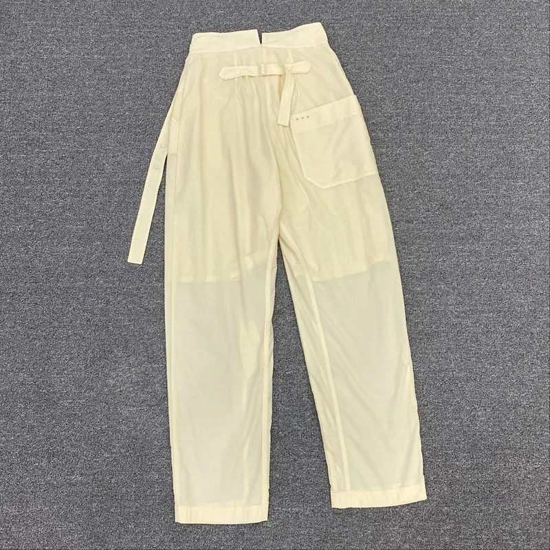

Women High Waist Long Pants Lace-up Buttons Loose Thin 2020 Female Trousers