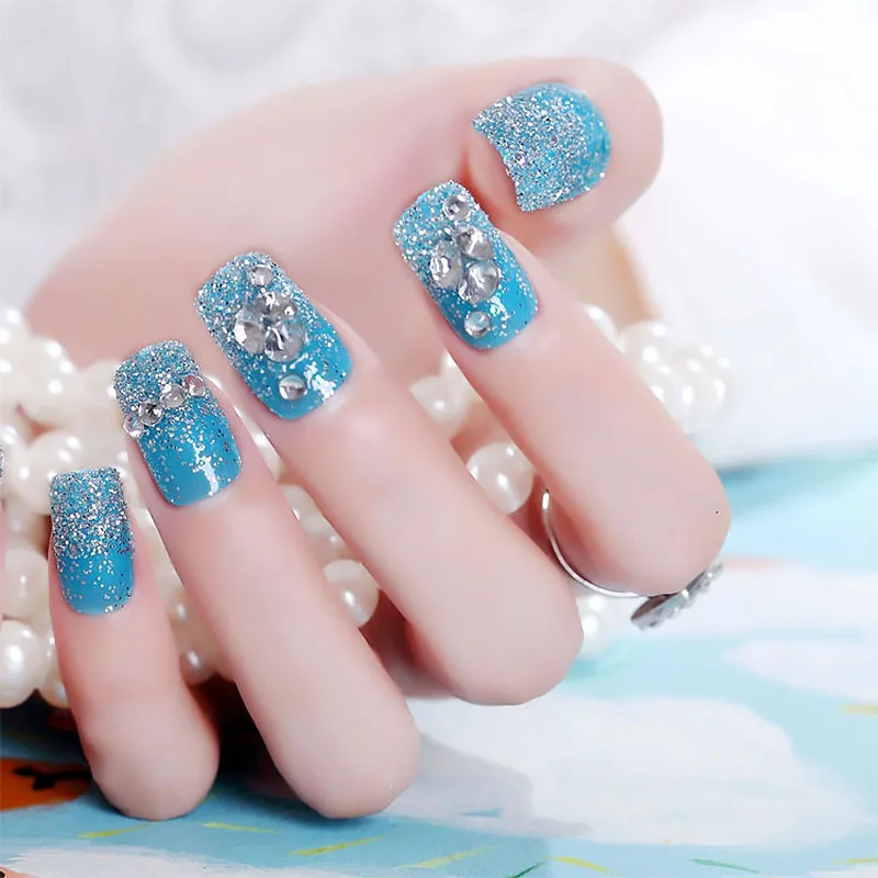 style12 24 шт./упаковка, красивые накладные ногти с клеем, короткие, с золотыми большими блестками, накладные ногти для девушек, черные, вечерние, акриловые ногти - Цвет: style12