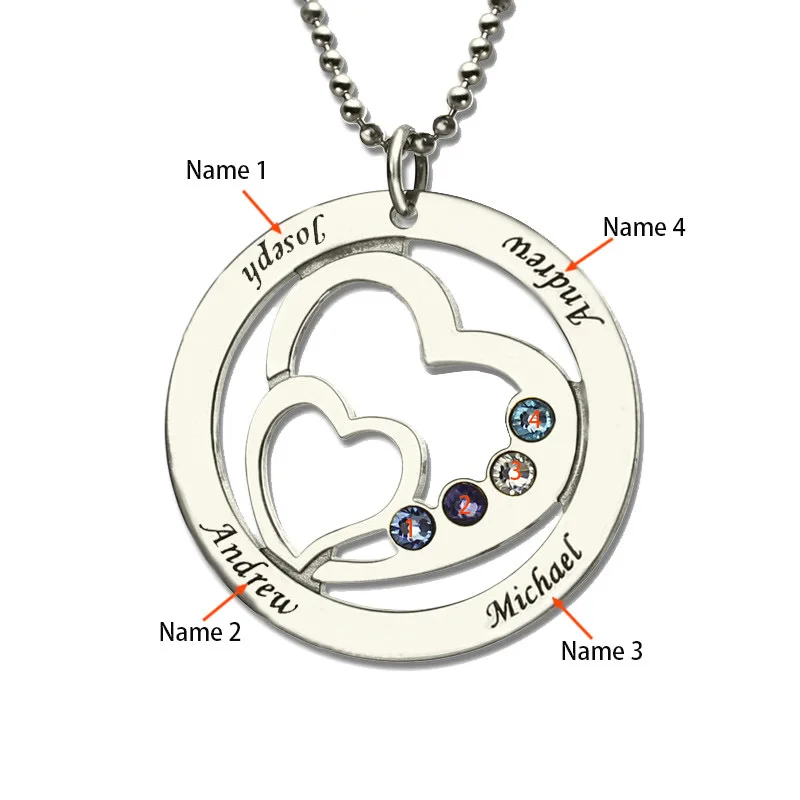 Индивидуальное ожерелье 2 ожерелья в форме сердца серебро 925 для женщин камень