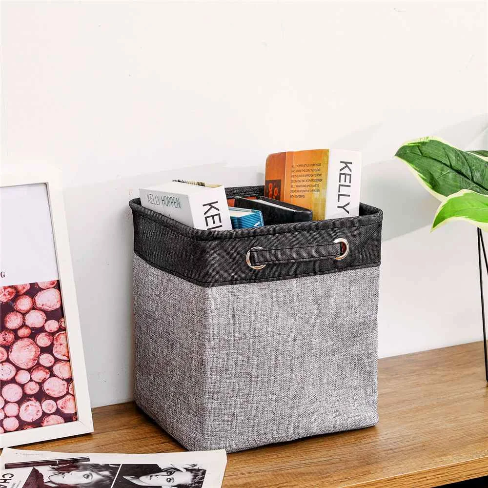 

Cotton Linen Folding Storage Baskets Kids Toys Organizer Clothes and Sundries Storage Box Cabinet Storage Bag Laundry Basket