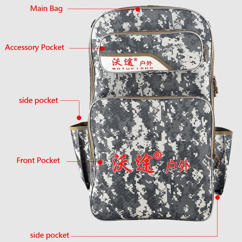 Вместительный камуфляжный рюкзак для рыболовного стула из ткани Оксфорд рыбалки