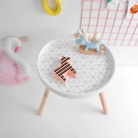 nordic style kids room play desk modern round wooden storage side table nursery home kids furniture accessories 40x35cm