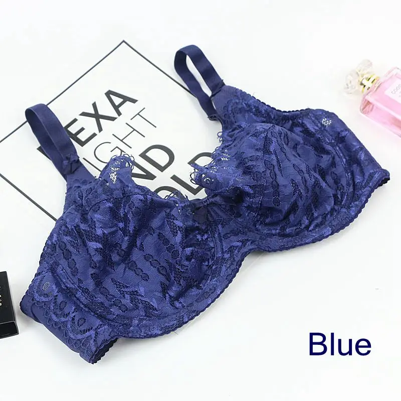 Blue PariFairy, женский кружевной бюстгальтер без косточек, цветочный бюстгальтер без косточек, сексуальное женское белье, прозрачные Бюстгальтеры на косточках размера плюс - Цвет: Blue