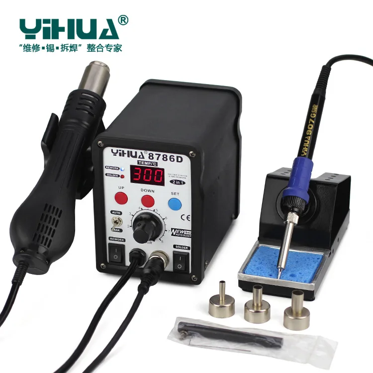 Паяльная станция YIHUA 8786D 2 в 1 с цифровым дисплеем для переделки SMD Термофен сварки