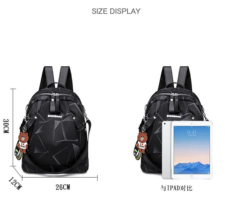 Черный геометрический водонепроницаемый Оксфорд Back Pack маленькие рюкзаки для женщин девочек подростков пакет школьной сумки женщина колледж