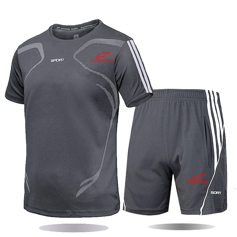 

BrandMen's summer T-shirt sp ortswear suit printing breathable T-shirt + sports pants two-piece men's basketball training suit