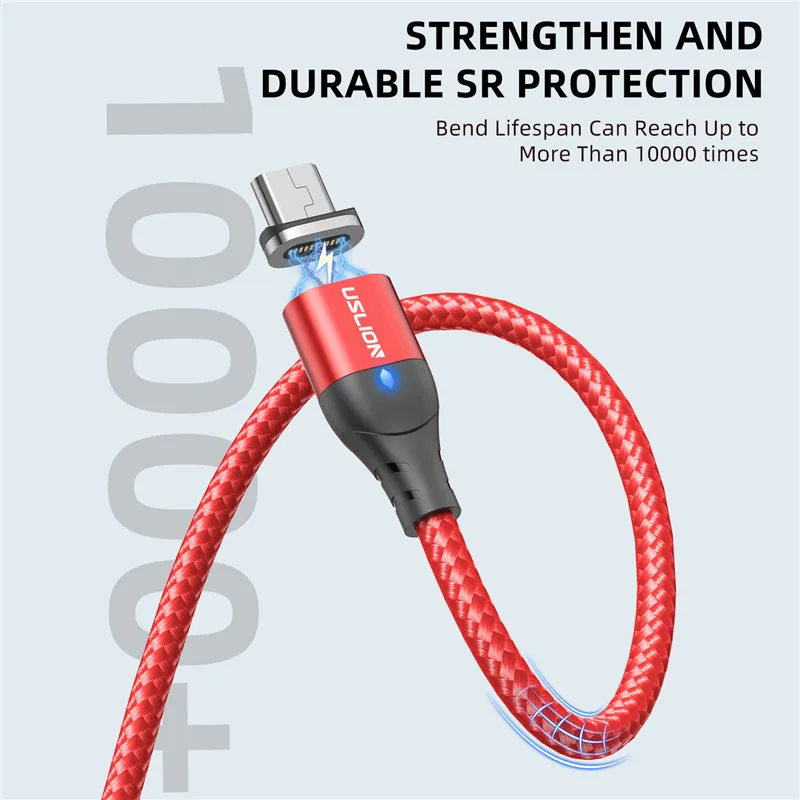 Магнитный зарядный кабель USLION Micro USB Type-C для быстрой зарядки iphone 12 провод передачи