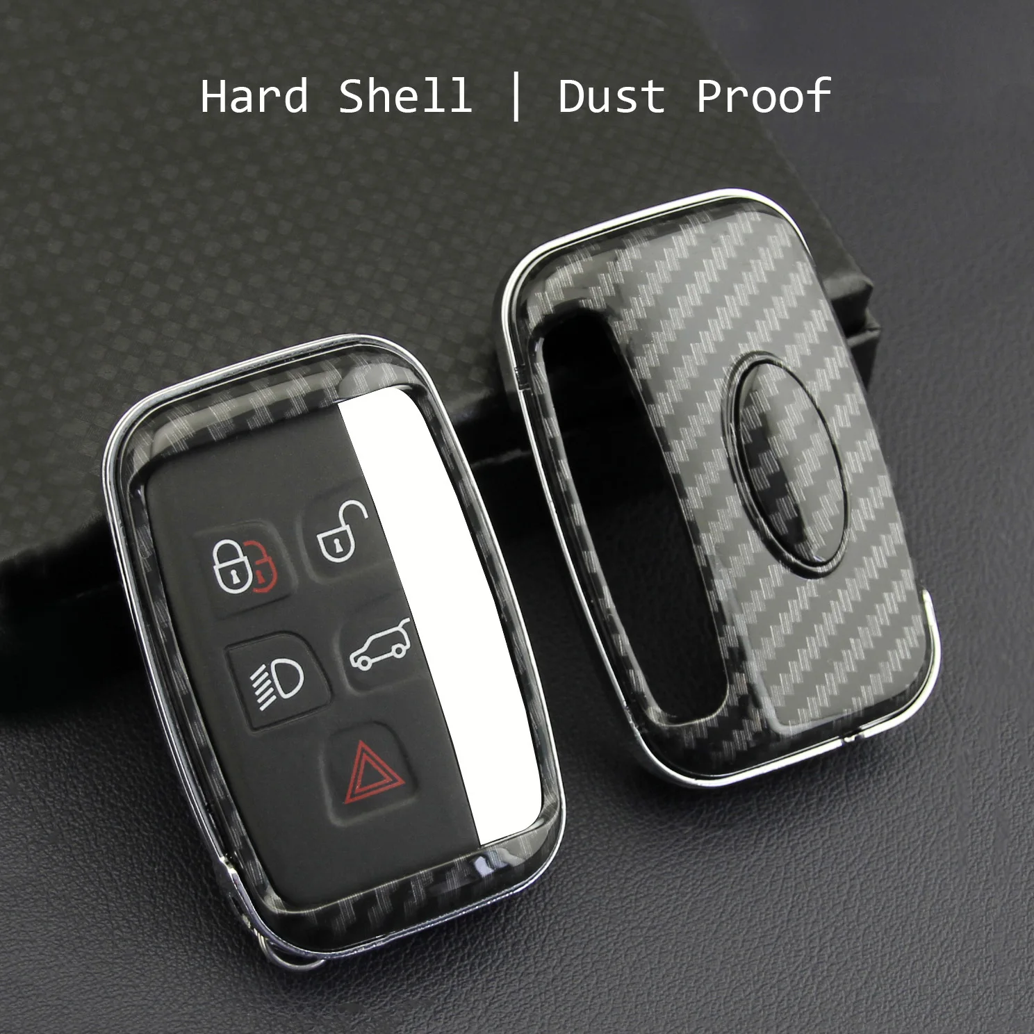 For Land Rover Jaguar Car Key Fob Case Cover Chain Carbon Fiber Range Rover Sport Evoque Velar LR4 Discovery 4 5 XE XF XJ F-PACE