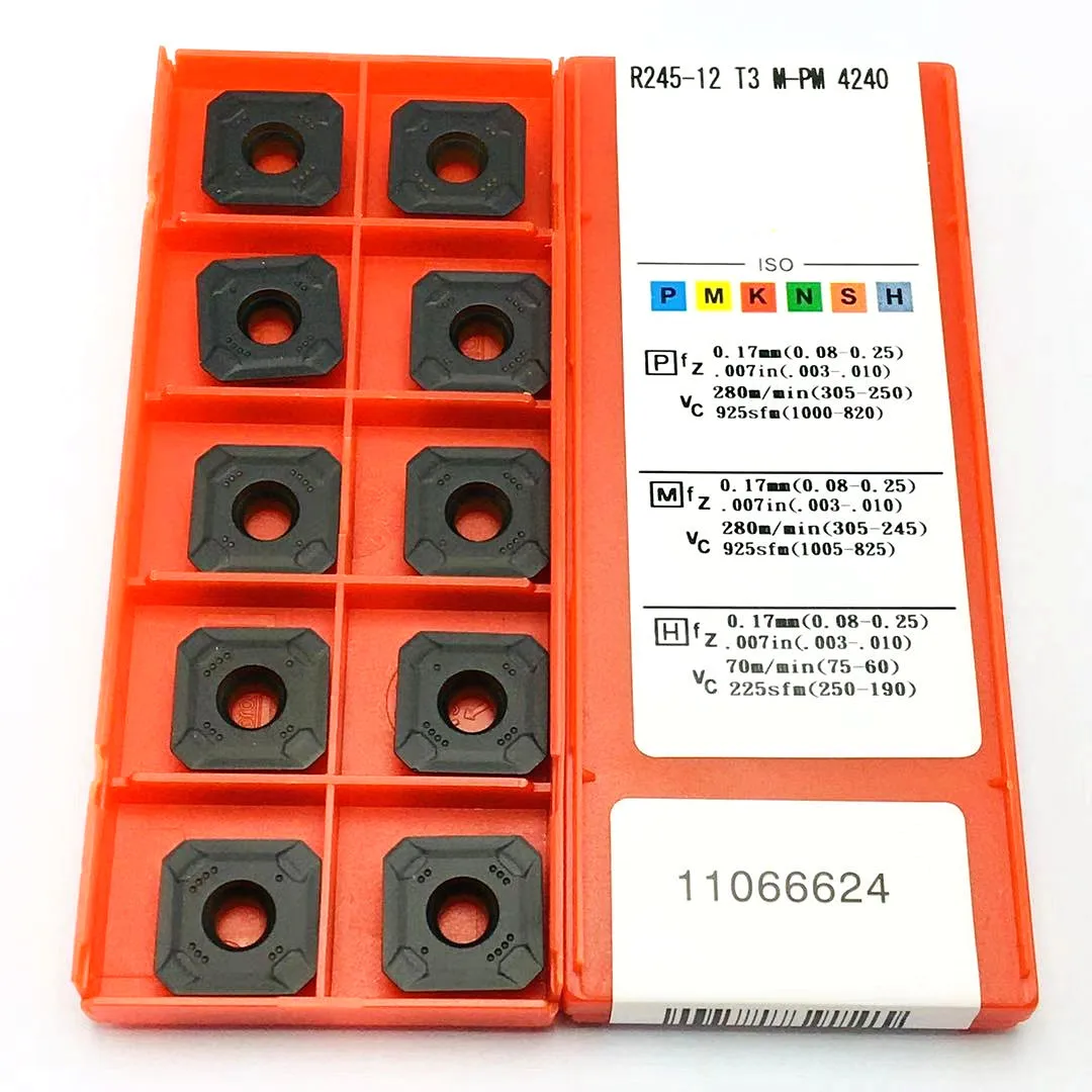

10pcs carbide R245 12T3M PM 4240 turning insert original external turning tool pin milling CNC cutting tool R245 12T3M