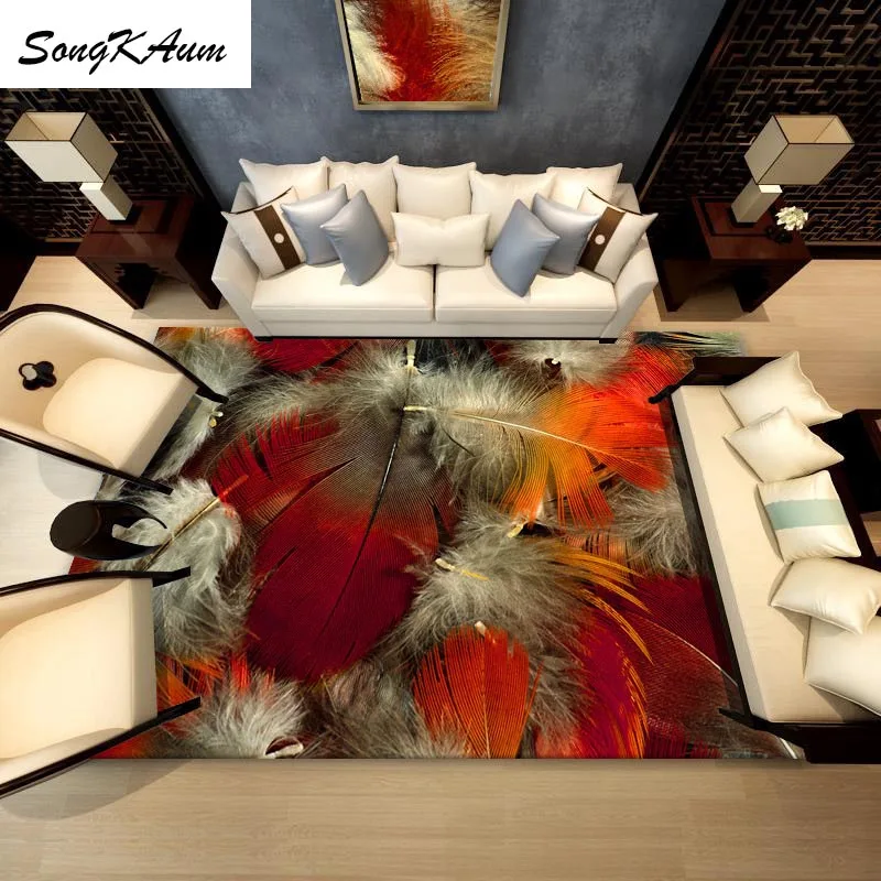 Оригинальные большие ковры SongKAum с перьями простые европейские Нескользящие