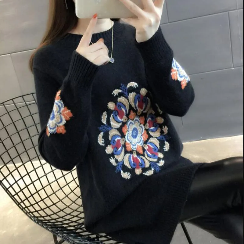 Высококачественный Женский модный свитер 2019 с высоким воротником Топ женские