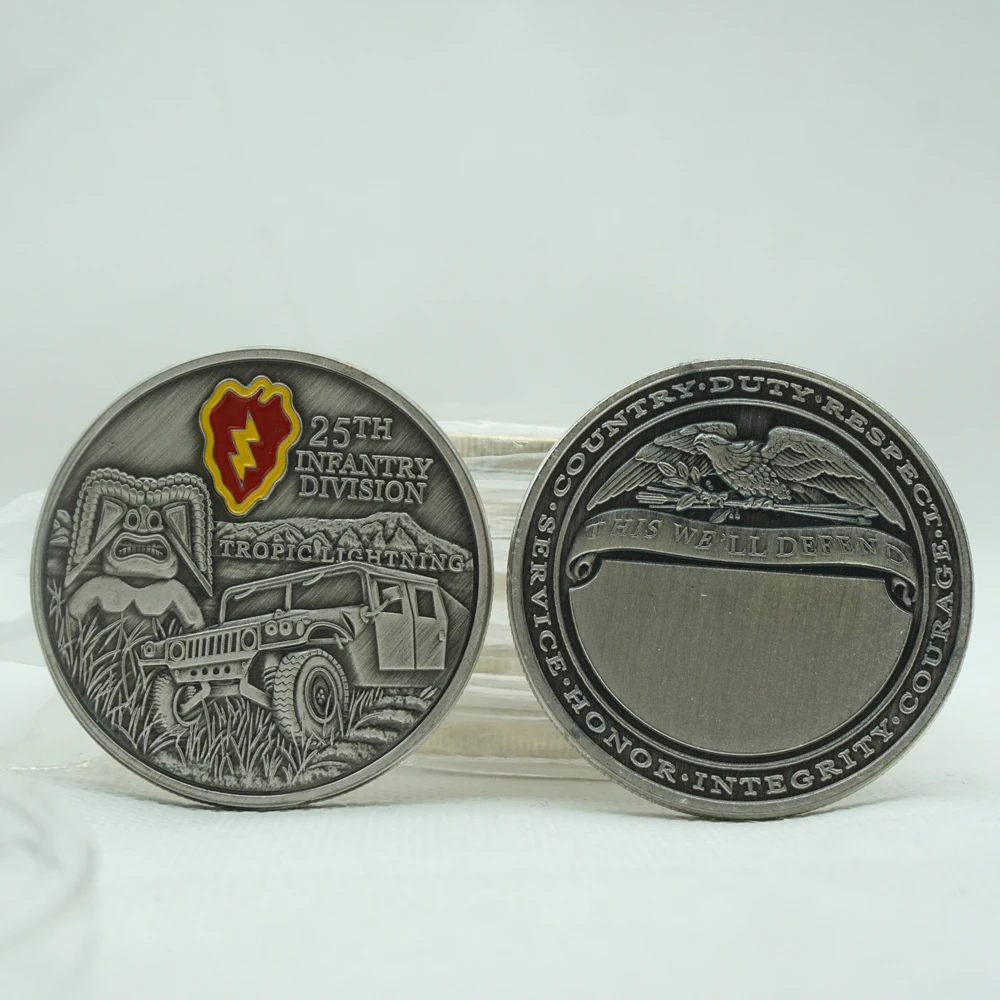 USA Military Tropic Lightning 25nd Infantry Division Challenge Souvenir Antique Silver Coin United States Army Collectible Gifts | Дом и сад