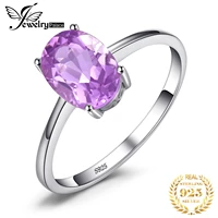 jewelrypalace oval genuine natural amethyst 925 sterling silver rings for women fashion gemstone statement engagement ring