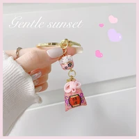 japanese cute lucky cat keychain fashion keyfob maneki neko pendant bags car key ring good luck couple fans gift wholesale