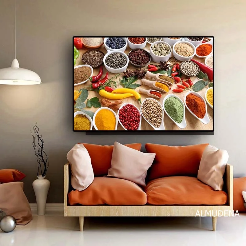 Зерно ложка для специй перец кухня холст живопись куадро плакаты и принты