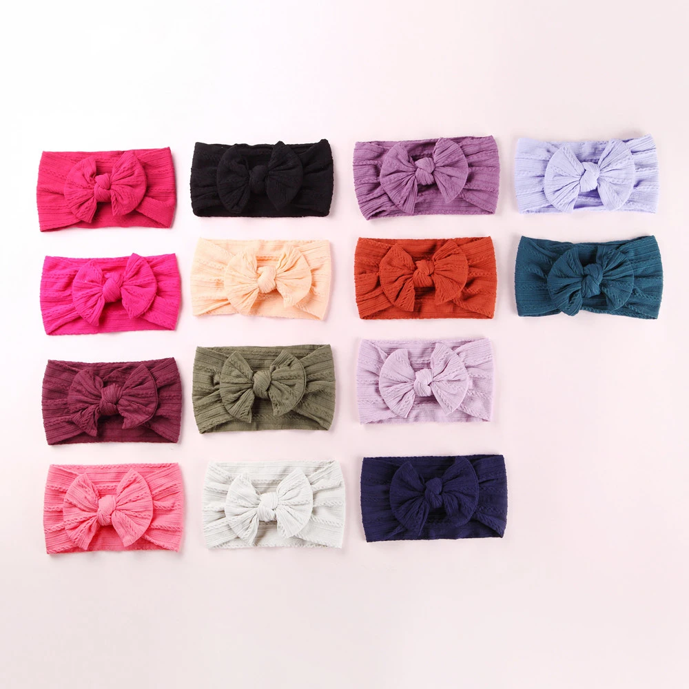

Baby Accessories Infant Baby Girl Cute Soft Bow Headband Newborn Solid Headwear Headdress Nylon Elastic Hair Band Gifts Props