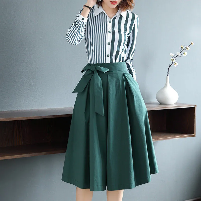

Casual Two Piece Set Top And Skirt Luxury 2 Piece Set Women Striped Ensemble Femme Deux Pieces Year-old Female Costume