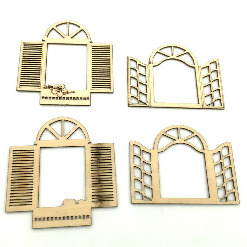 

5 шт./лот 68 мм, деревянные аксессуары ручной работы, украшения для дома, скрапбукинги, «сделай сам», смешанные двери, окна, деревянные украшен...