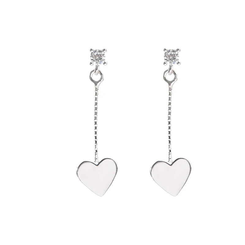 

Heart-Shaped Earrings Women's Long Temperamental Fairy Sterling Silver Earrings Korean Graceful Online Influencer Student Fresh