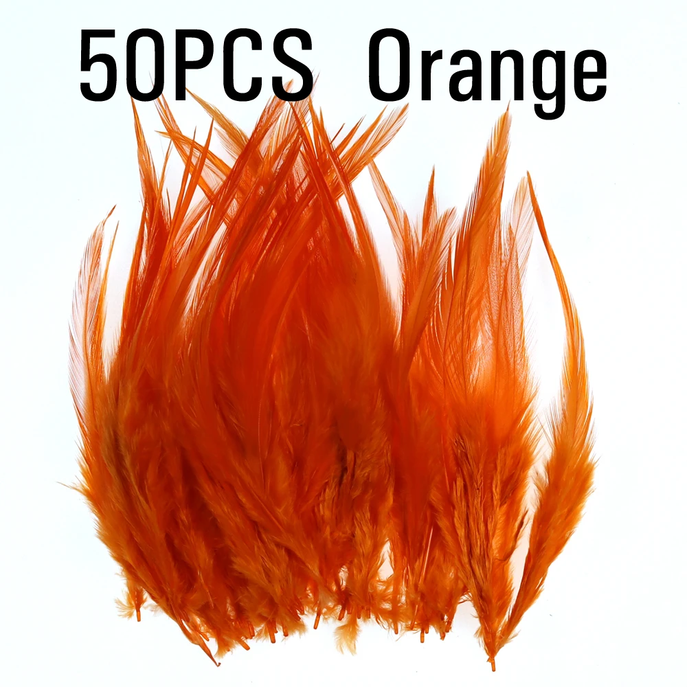 ICERIO 50 шт. мухобойка крюк седло для петуха Hackle петух Schlappen перо форель Steelhead мухи связывающие материалы - Цвет: Orange 50pcs