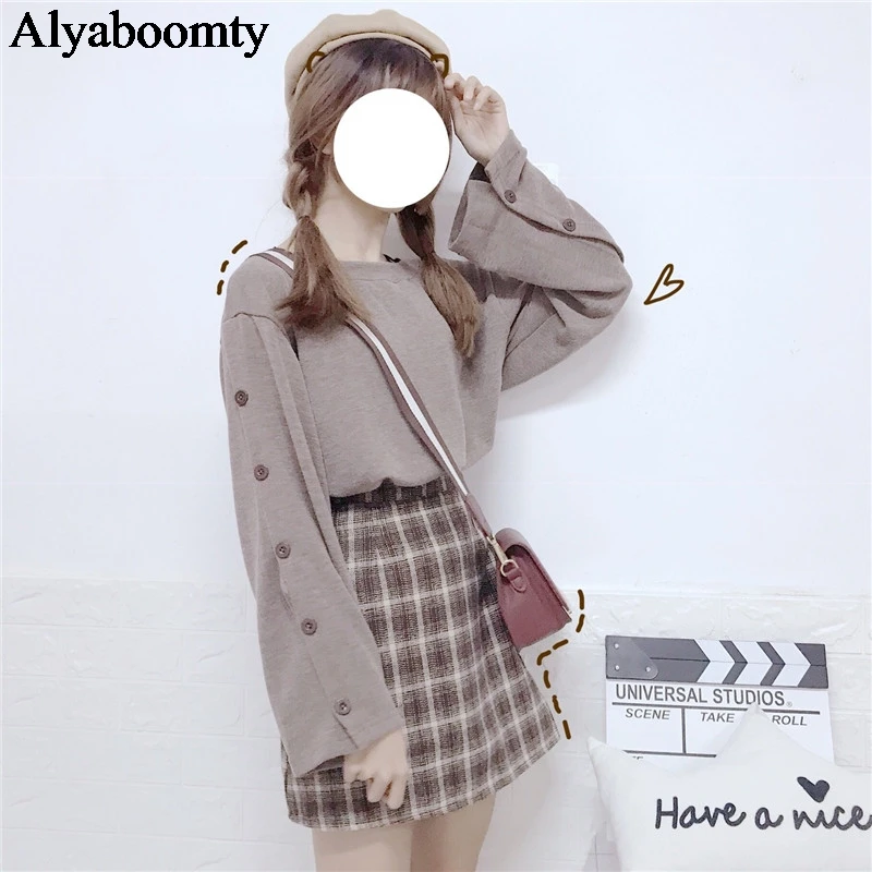 Женский комплект из 2 предметов в японском стиле преппи Свободный вязаный свитер