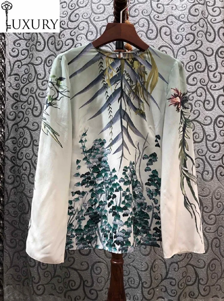 Designer High Blouse Quality 2020 Spring Summer Tops Women Ethnic Prints Long Sleeve Casual Vintage Top Shirt Female