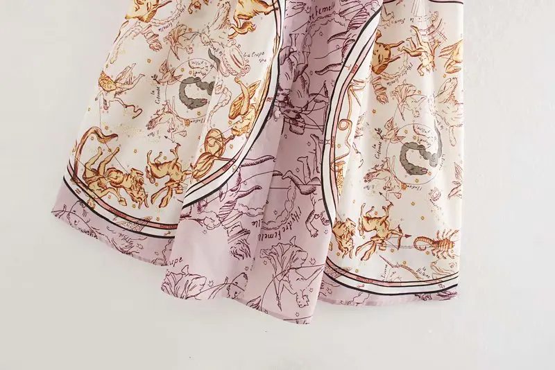 women mididress autumn casual long sleeve shirtdress 2019 new bow collar chain floral printed elegant loose chiffon Женская одежда
