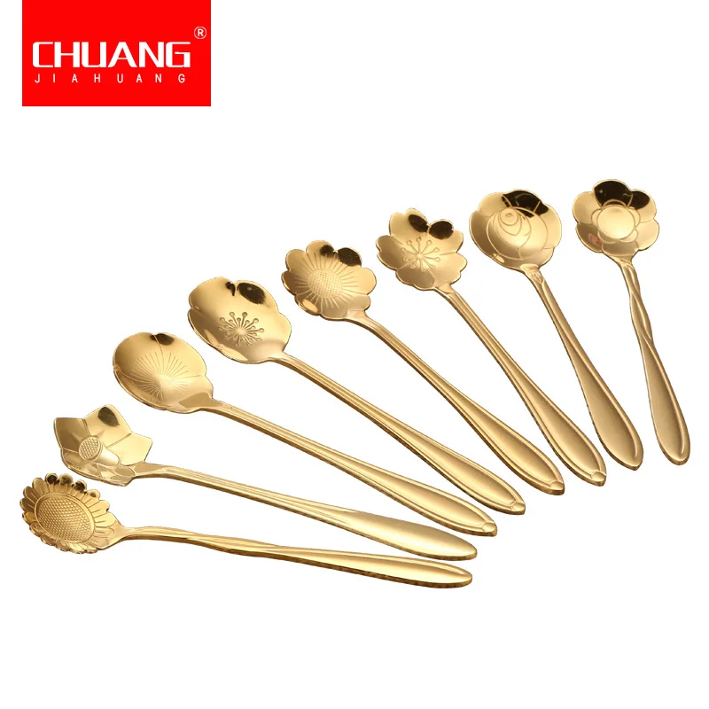 1 шт. Цветочная ложка из нержавеющей стали креативная кофейная/чайная для