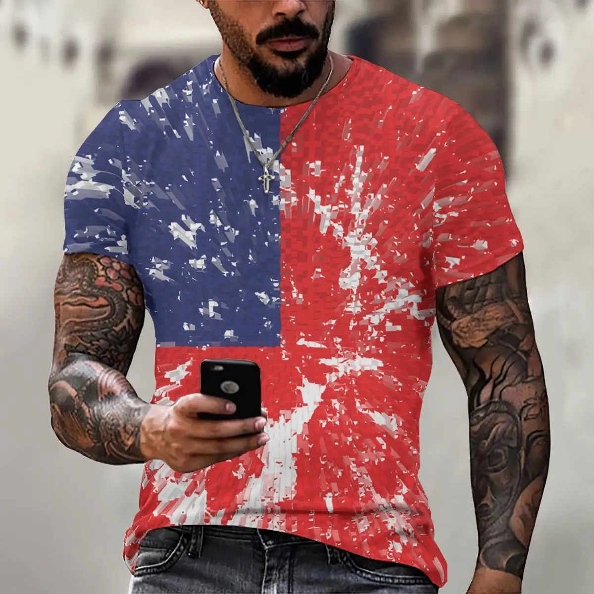

National Flag Regional Characteristic Flag Pattern Men's Shirt 3D Printing Summer Short Sleeve T-shirts Loose Oversized T-shirts