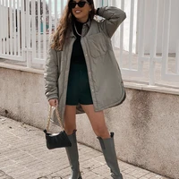 woman loose long basic pocket shirt coats 2021 spring casual female fashion oversized light jacket ladies solid color outwear
