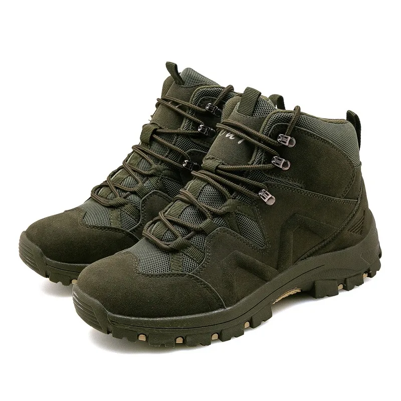 Army Green 01 Новинка; брендовая Высококачественная Мужская зимняя кожаная обувь; Мужские Водонепроницаемые зимние ботинки; военные ботинки; мужские кроссовки; тактические ботинки - Цвет: Army Green 01