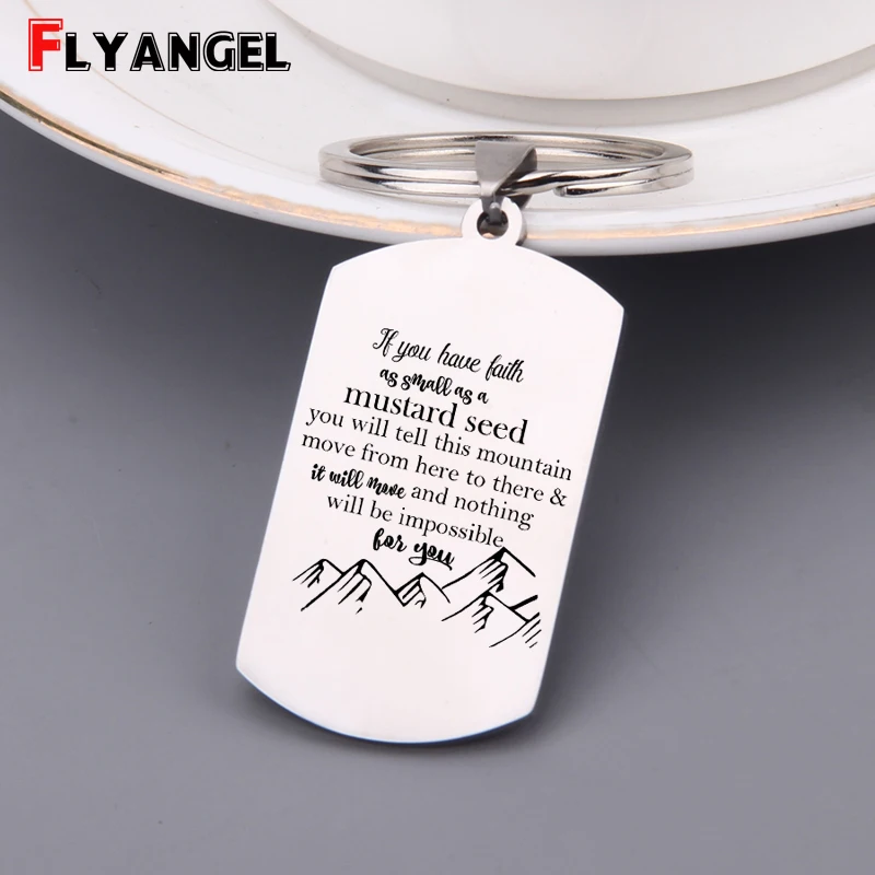 Выгравированный брелок если у вас есть вера как маленький горчичный семена Keychian