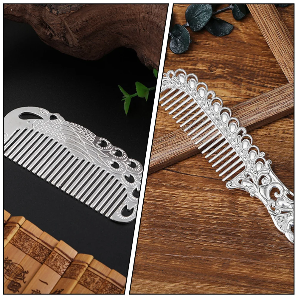

2Pcs Hollow-out Comb Makeup Comb Health Care Comb Practical Comb (Silver)