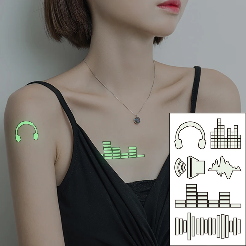 Водонепроницаемая Временная светящаяся тату-наклейка Громкость звукового графа