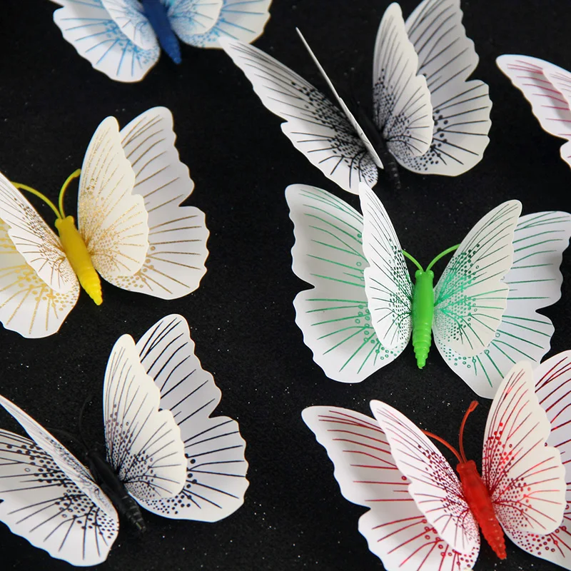 

12Pcs Ambilight double-layer 3D Butterfly Wall Sticker for wedding decoration room Butterflies wall decor Fridge Magnet stickers