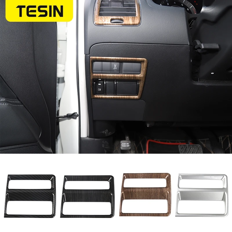 

TESIN Car Head light Switch Decorative Cover Frame Trim Sticker for Nissan Patrol 2017 2018 2019 2020 Car Interior Accessories