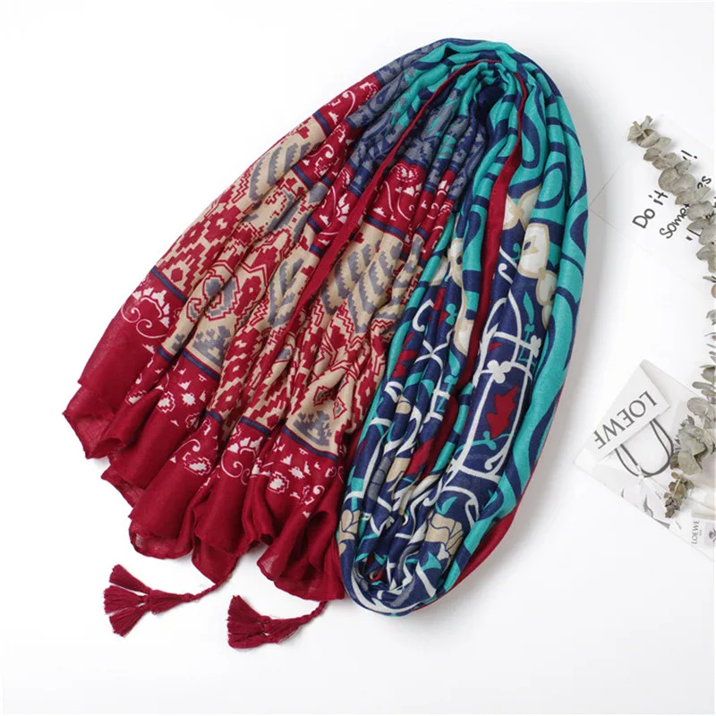 2021 Женская мода с ацтекским узором в этническом стиле бахромой шаль из вискозы