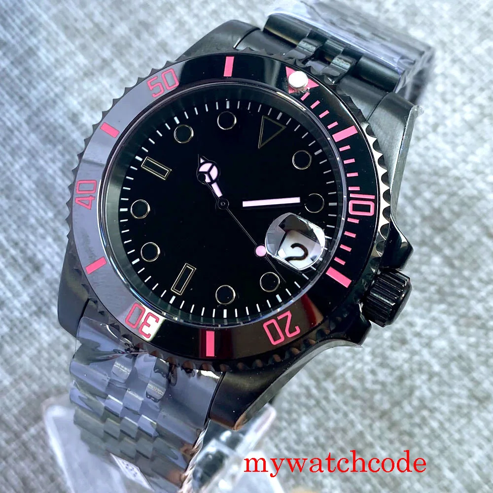 

Bliger 40mm Black PVD 24 Jewels NH35A MIYOTA PT5000 Luminous Automatic Men's Watch Sapphire Glass Screw Down Crown