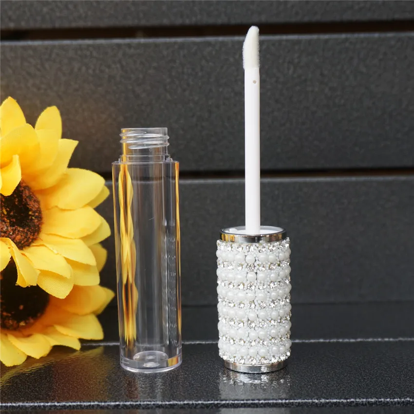 

5ml Round Clear Empty Lip Gloss Containers lipgloss Bottles Cosmetic DIY pearl diamond lipgloss tube cosmetic containers
