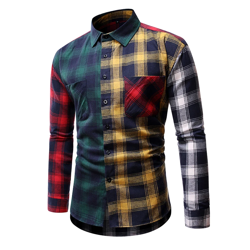

Camisa a cuadros de algodn para hombre, ropa informal de manga larga, de alta calidad, para primavera y otoo, 2021