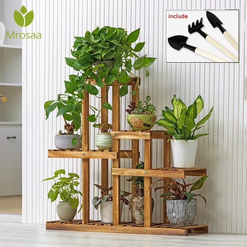 

Многоярусный держатель Mrosaa для цветов, подставка, деревянная стойка для растений, подставка для балкона, сада, цветов, бонсай, декоративная ...