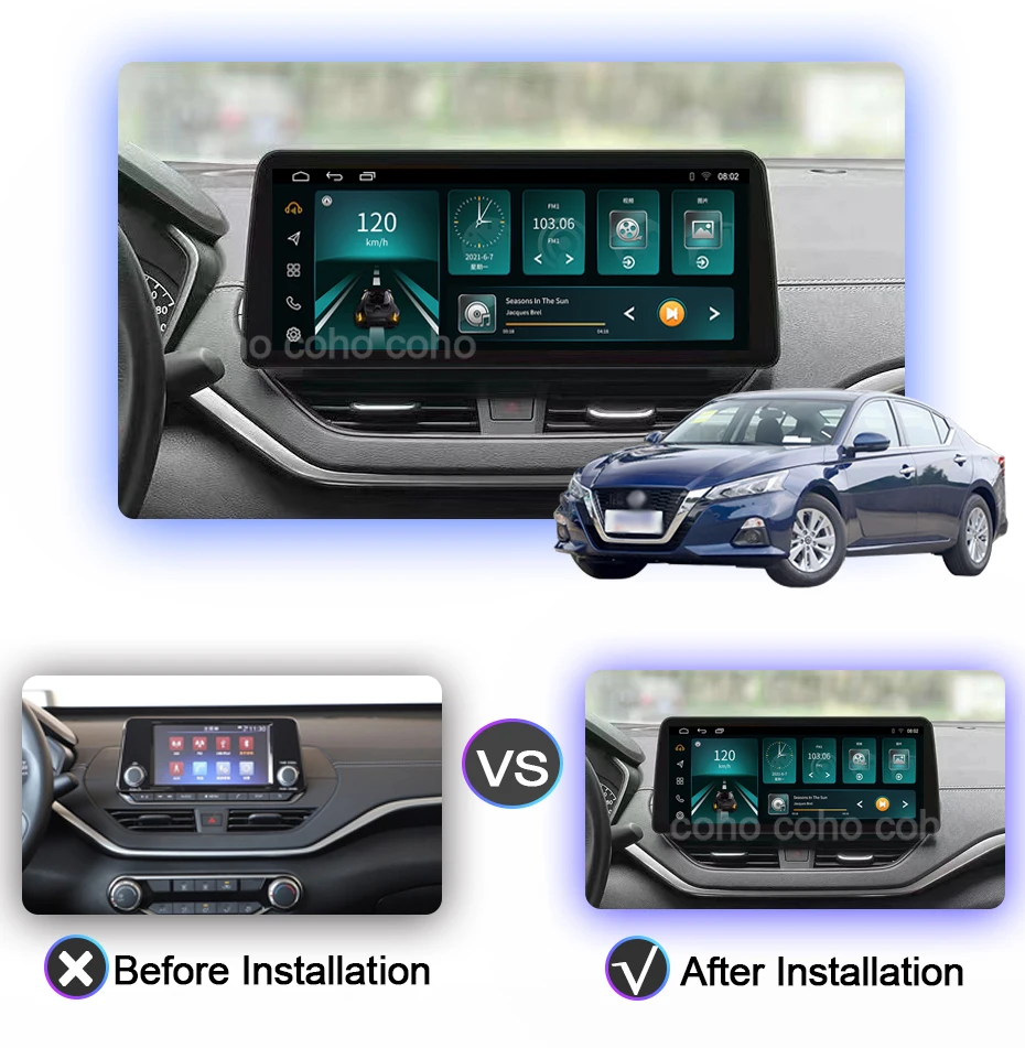 COHO 12 3 дюймов Android 10 0 для Nissan TEANA 2019-2021 автомобильное радио стерео Мультимедийный