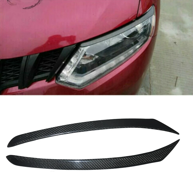 

Car Carbon Fiber Front Head Light Eyebrow Cover Trim for Nissan Rogue X-Trail 14-16